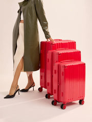 Ambeur 3-Piece Luggage Set in Metallic Red