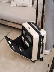 Hue Front Pocket Carry-On Luggage in Linen