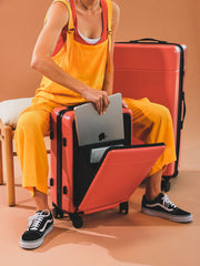 Hue Front Pocket Carry-On Luggage in Poppy