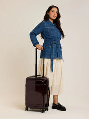 Hue Front Pocket Carry-On Luggage in Glazed Dark Cherry