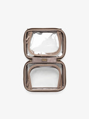 Small Clear Cosmetics Case in Mocha