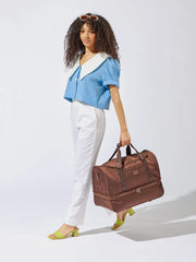 Stevyn Duffel Bag with Shoe Compartment in Walnut