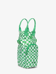 Water Bottle Holder in Green Checkerboard
