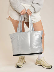 Luka Expandable Laptop Tote in Silver