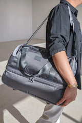 Stevyn Duffel Bag with Shoe Compartment in Slate