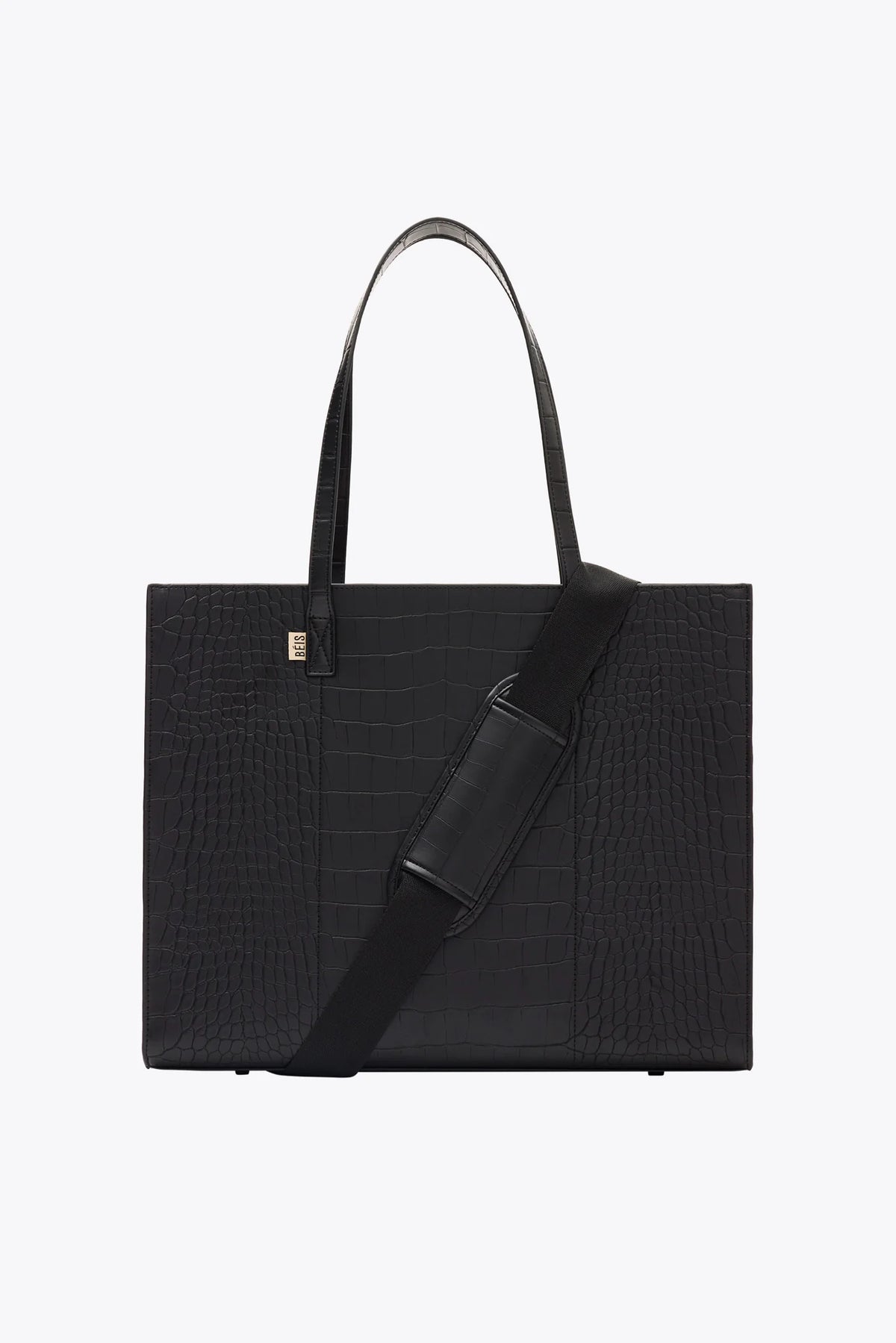 The Large Work Tote in Black Croc