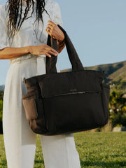 Diaper Tote Bag with Laptop Sleeve in Black