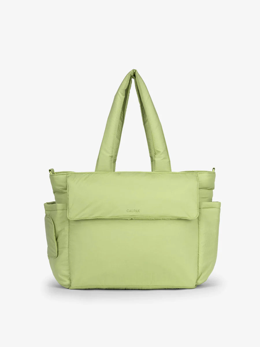 Diaper Tote Bag with Laptop Sleeve in Lime