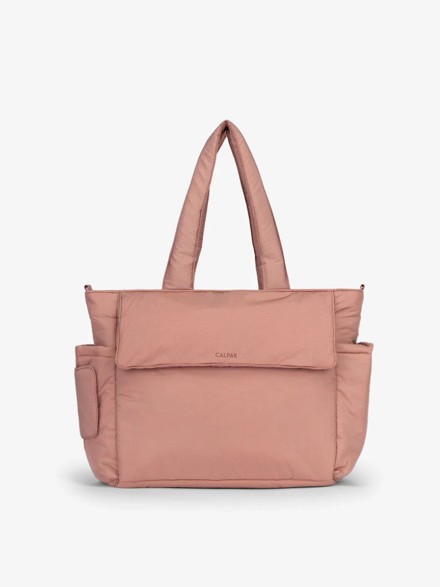 Diaper Tote Bag with Laptop Sleeve in Peony