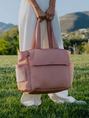 Diaper Tote Bag with Laptop Sleeve in Peony