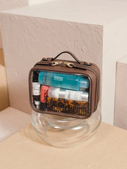 Small Clear Cosmetics Case in Mocha