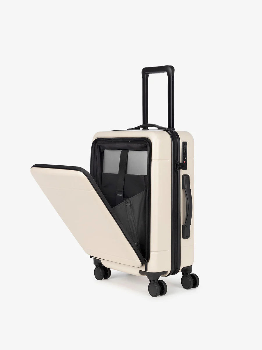 Hue Front Pocket Carry-On Luggage in Linen