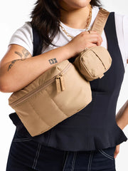 Luka Backpack Zip Bag Charm in Latte