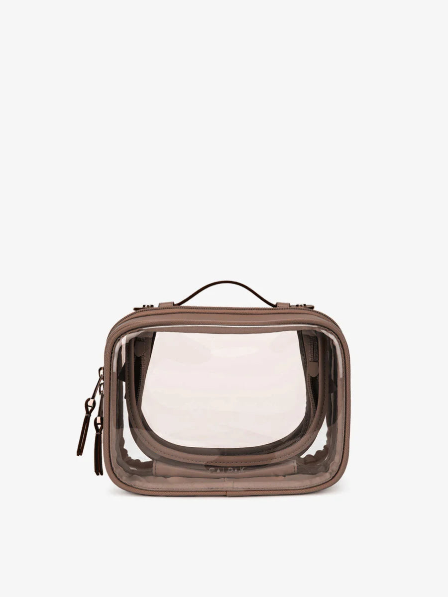 Small Clear Cosmetics Case in Mocha