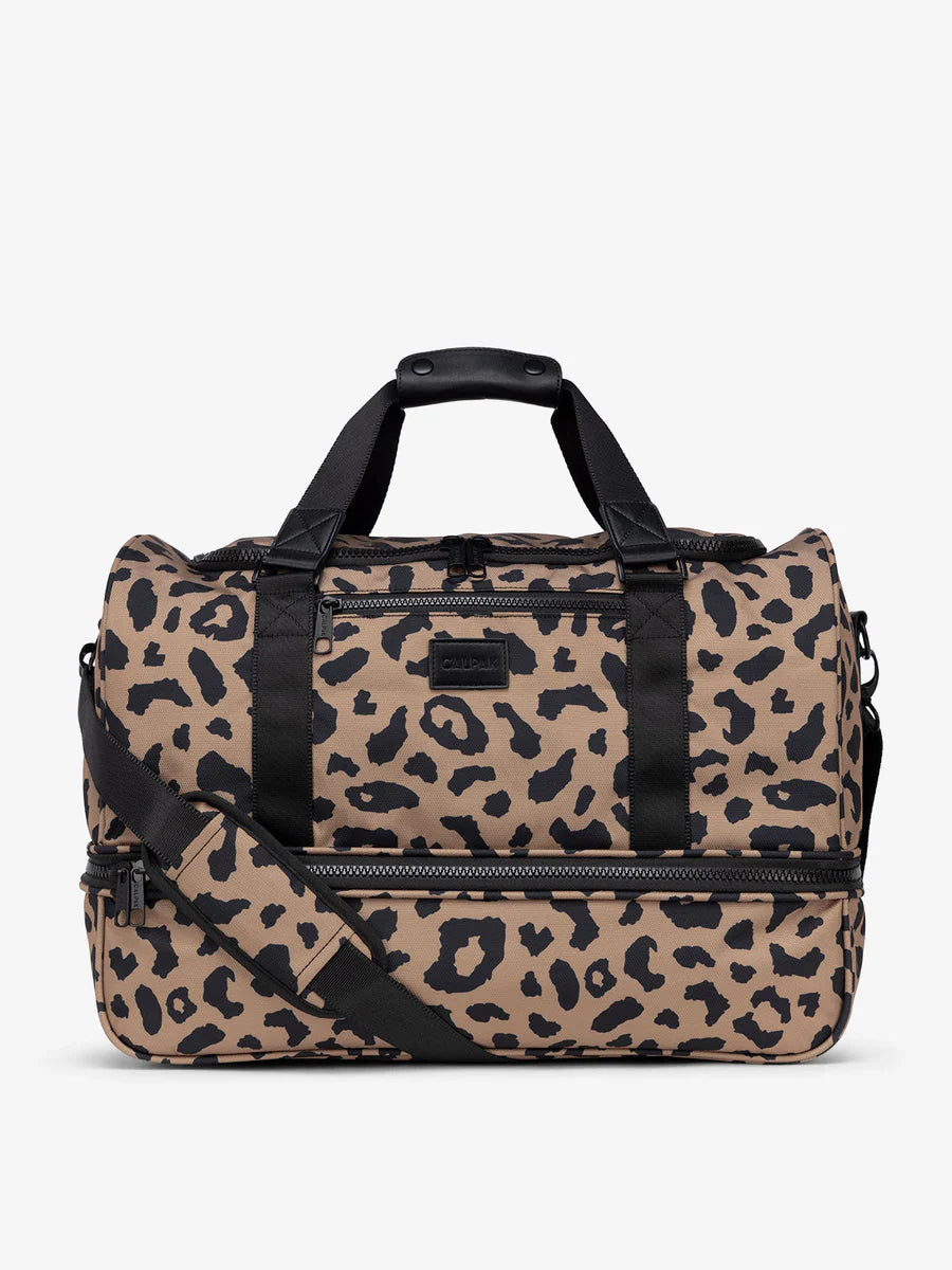 Stevyn Duffel Bag with Shoe Compartment in Cheetah