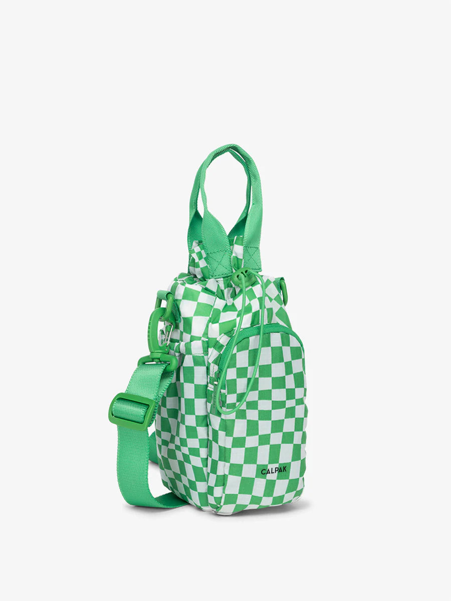 Water Bottle Holder in Green Checkerboard