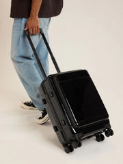 Hue Front Pocket Carry-On Luggage in Glazed Black